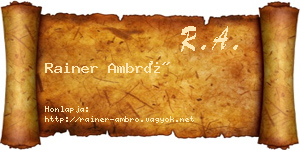Rainer Ambró névjegykártya